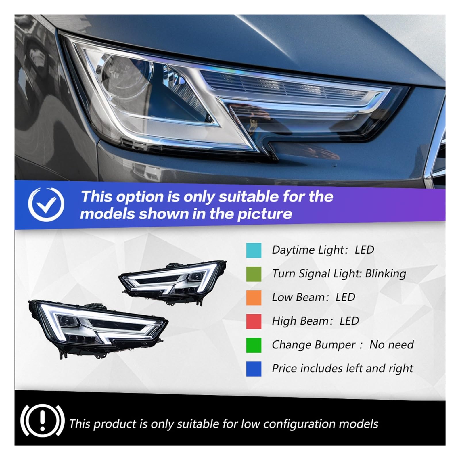 Auto Styling Kompatibel for Audi A4 B9 Scheinwerfer 2017-2020 A4L LED Scheinwerfer Projektor Objektiv DRL Kopf Lampe Automotive Zubehör von LLYUVXYJ