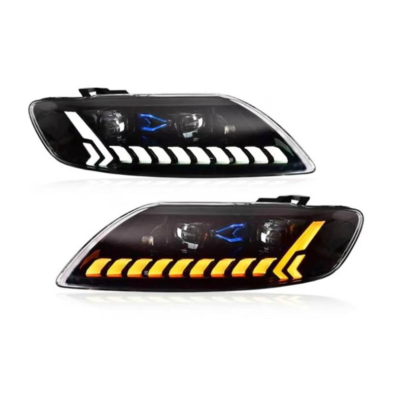 Auto Styling Kompatibel for Audi Q7 Front Lichter LED Scheinwerfer 2006-2015 Kopf Lampe DRL Signal Projektor Objektiv Auto zubehör(2010-2015 No AFS) von LLYUVXYJ