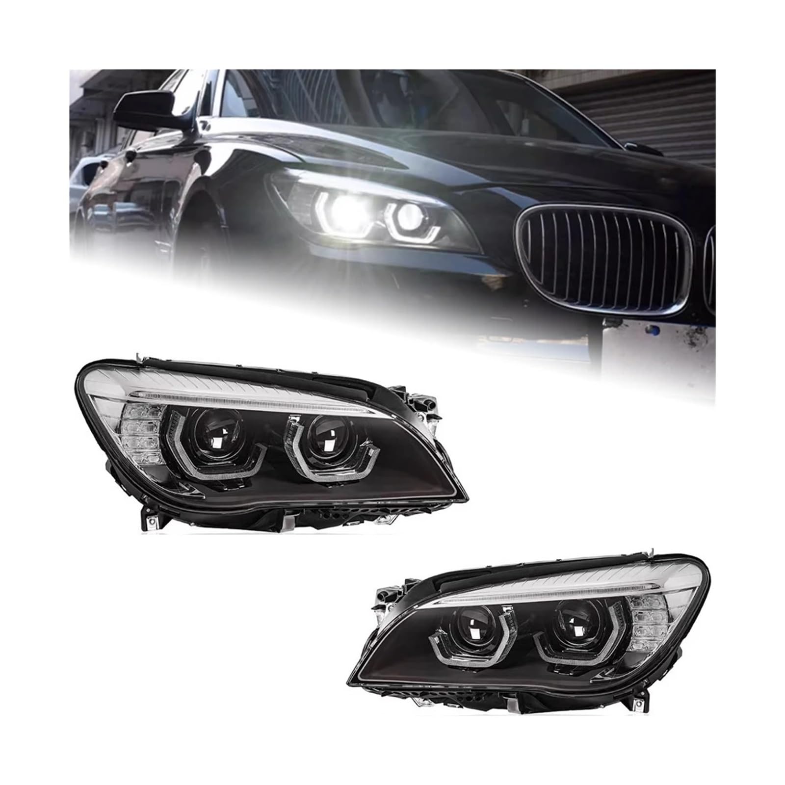 Auto Styling Kompatibel for BMW F02 Scheinwerfer 2009-2014 740i 730i 735i F01 LED Scheinwerfer Projektor Objektiv DRL Automotive Zubehör von LLYUVXYJ