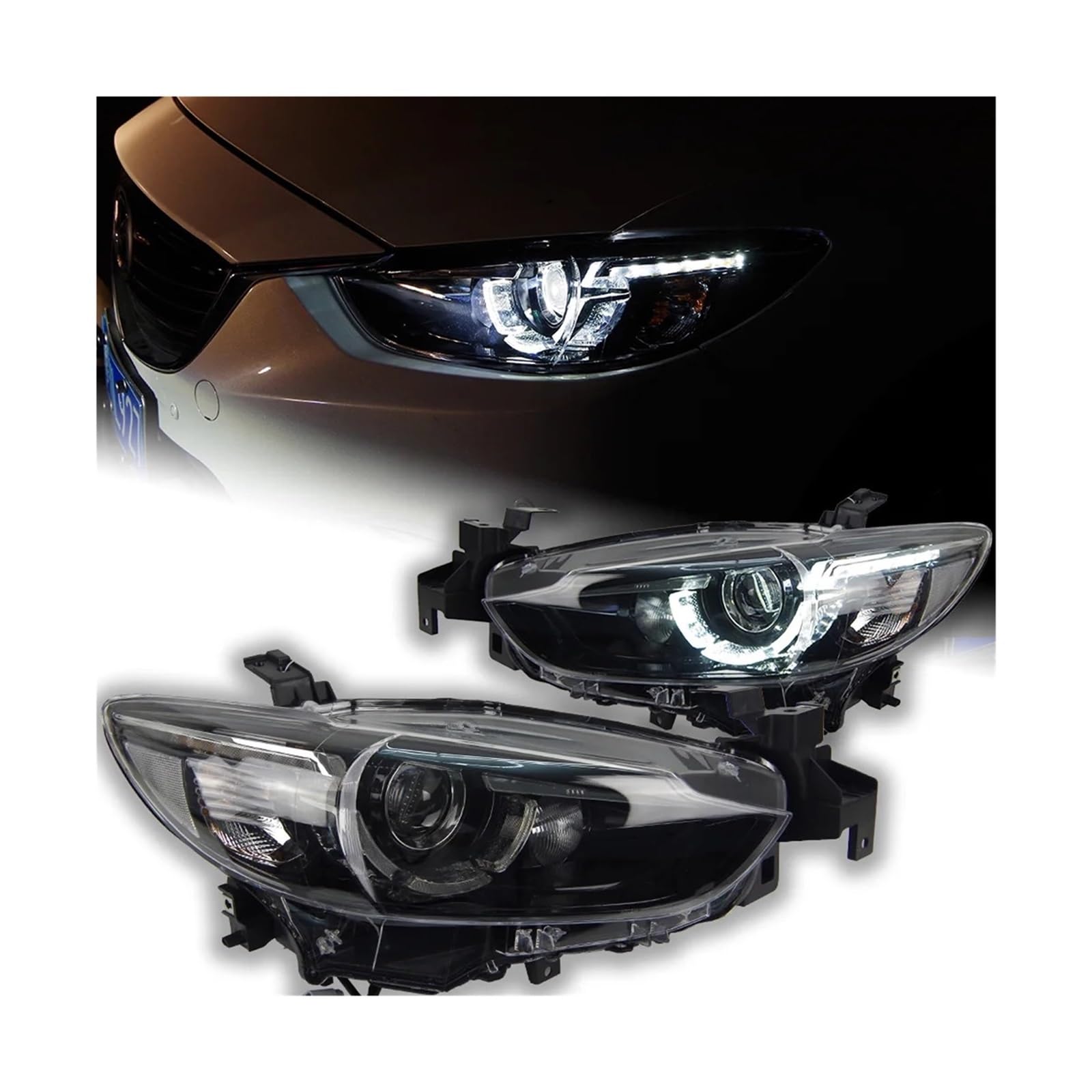 LLYUVXYJ Auto Styling Kompatibel for Mazda 6 Atenza LED Scheinwerfer 2013-2016 Mazda6 LED DRL Hid Kopf Lampe Angel Eye bi Xenon Auto Zubehör von LLYUVXYJ