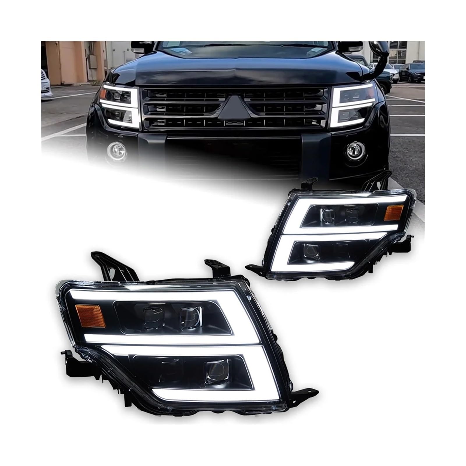 Auto Styling Kompatibel for Pajero V93 Scheinwerfer 2006-2020 V97 LED Scheinwerfer for Montero V87 V95 Dynamische Signal Animation DRL Zubehör(Right Hand Drive) von LLYUVXYJ