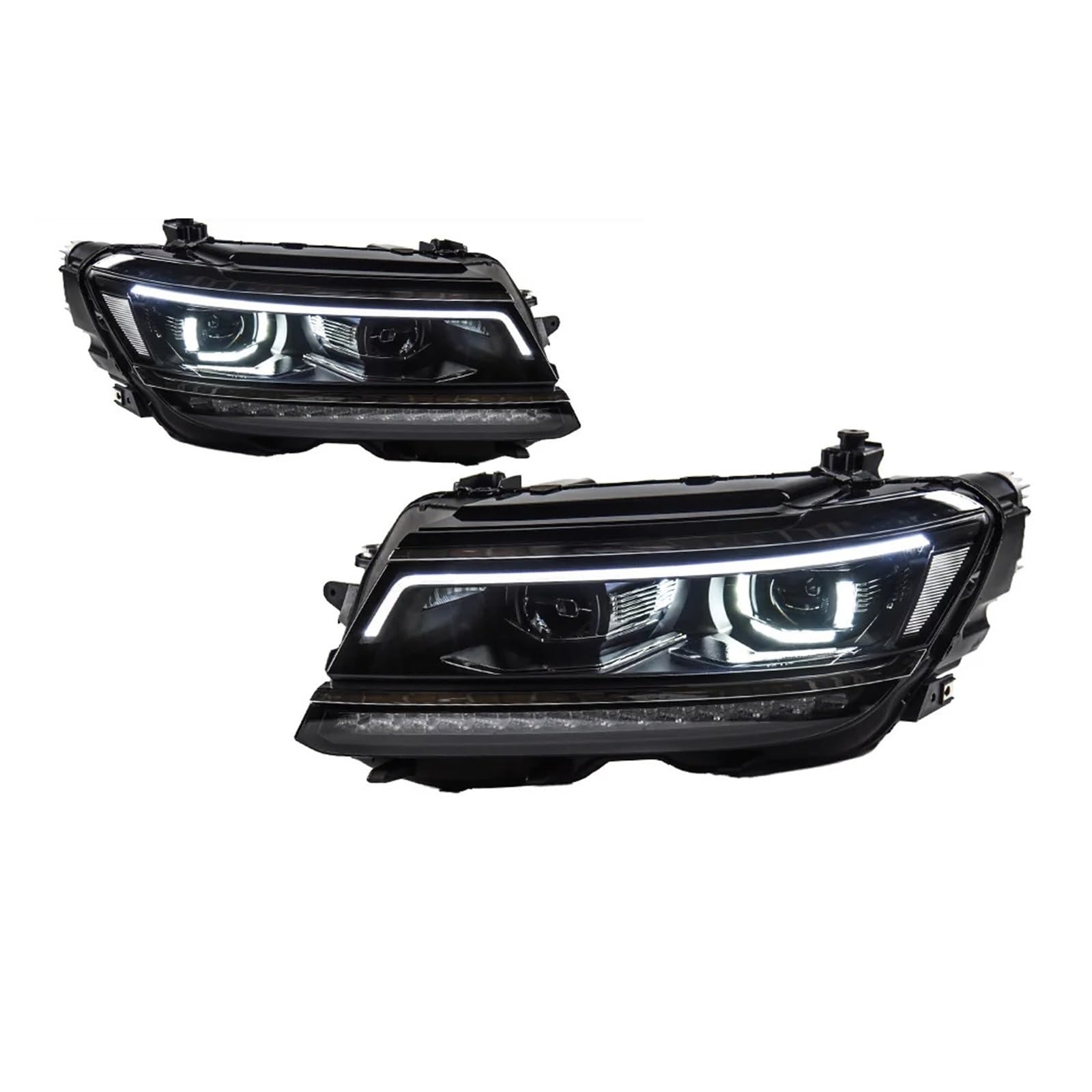 Auto Styling Kompatibel for VW Tiguan Scheinwerfer 2017-2021 Tiguan LED Scheinwerfer DRL Hid Kopf Lampe Angel Eye bi Xenon Strahl Zubehör(Left Hand Drive) von LLYUVXYJ