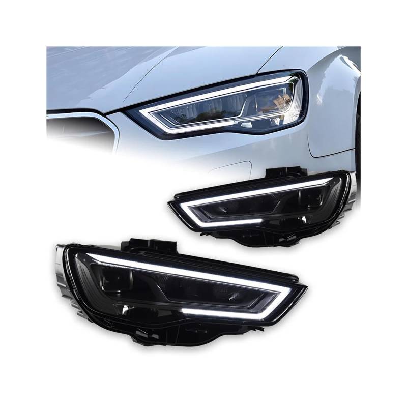 Auto Styling Kopf Lampe Kompatibel for A3 Scheinwerfer 2014-2016 A3 8V LED Scheinwerfer Projektor Objektiv DRL kopf Lampe Auto Zubehör(Halogen,Left Hand Drive) von LLYUVXYJ