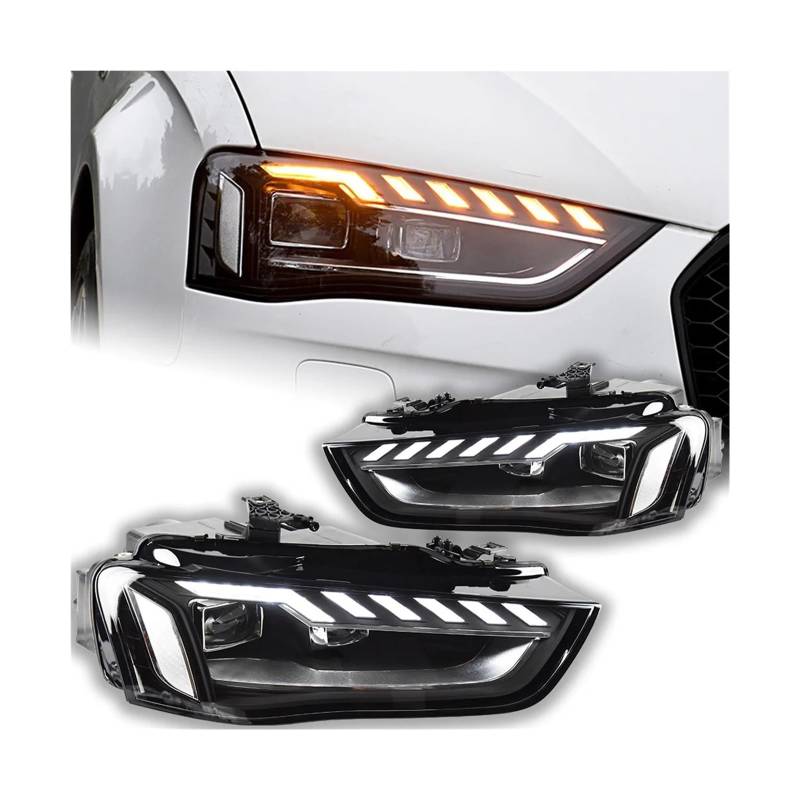 Auto Styling Kopf Lampe Kompatibel for Audi A4 Scheinwerfer 2013-2016 A4 B8 LED Scheinwerfer Projektor Objektiv DRL signal Automotive Zubehör(For Original Xenon) von LLYUVXYJ