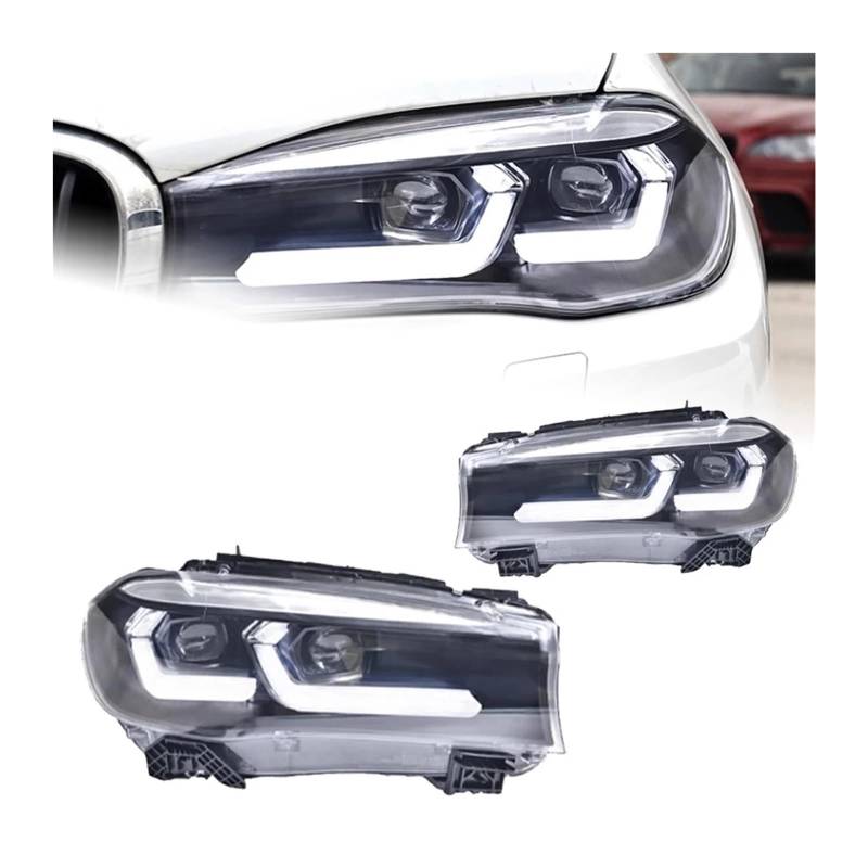 Auto Styling Kopf Lampe Kompatibel for BMW X5 F15 Scheinwerfer 2014-2018 X6 Angel Eye Scheinwerfer LED DRL signal Lampe Automotive Zubehör von LLYUVXYJ