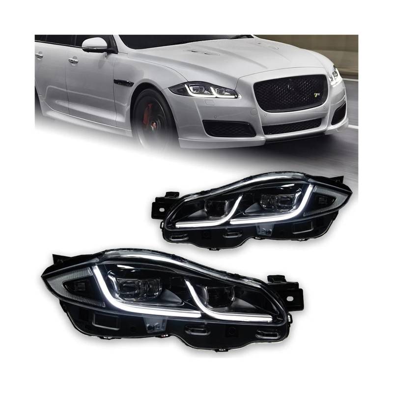 Auto Styling Kopf Lampe Kompatibel for Jaguar XJL Scheinwerfer 2011-2019 XJ XF XE Scheinwerfer LED DRL Signal lampe Automotive Zubehör(AFS) von LLYUVXYJ