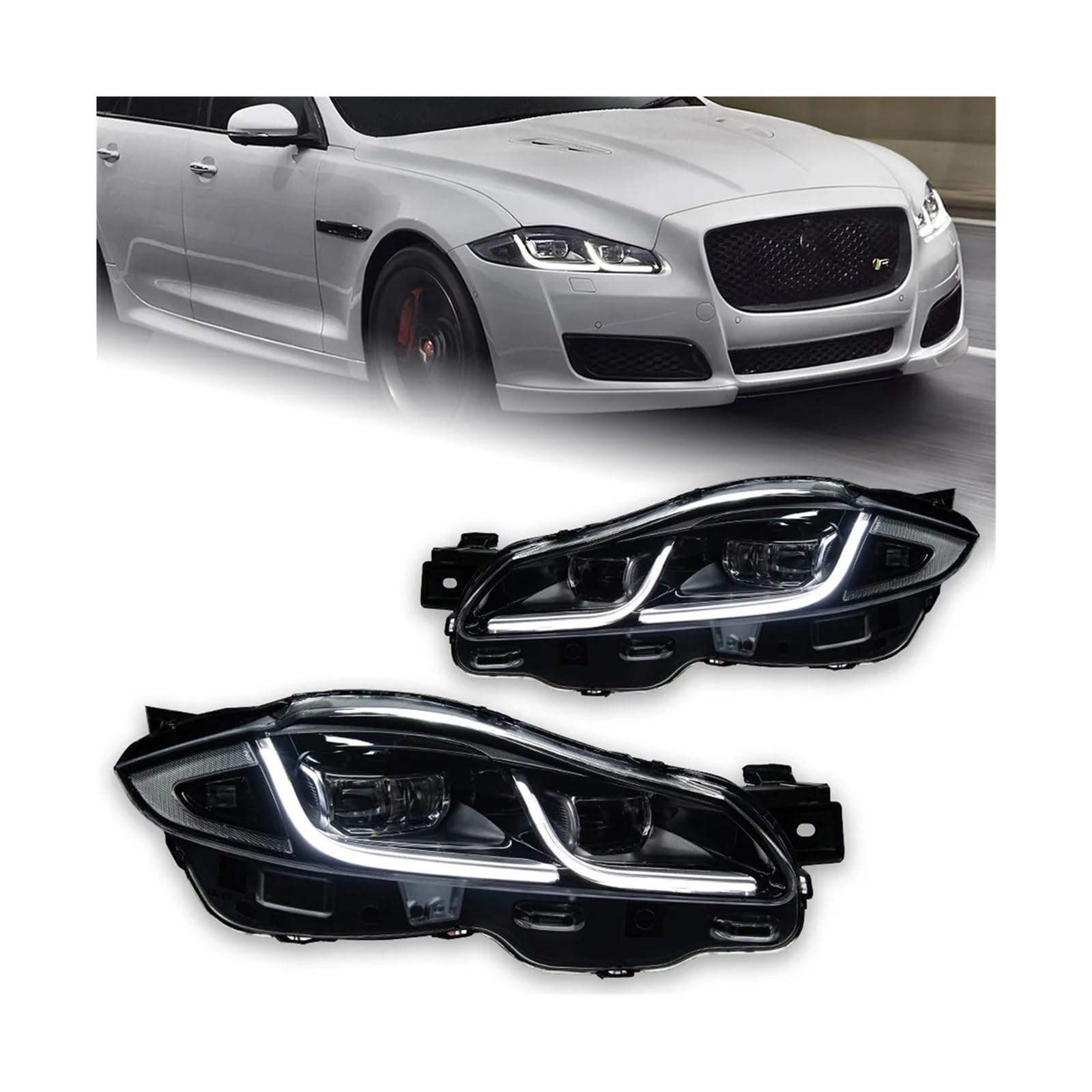 Auto Styling Kopf Lampe Kompatibel for Jaguar XJL Scheinwerfer 2011-2019 XJ XF XE Scheinwerfer LED DRL Signal lampe Automotive Zubehör(NO AFS) von LLYUVXYJ