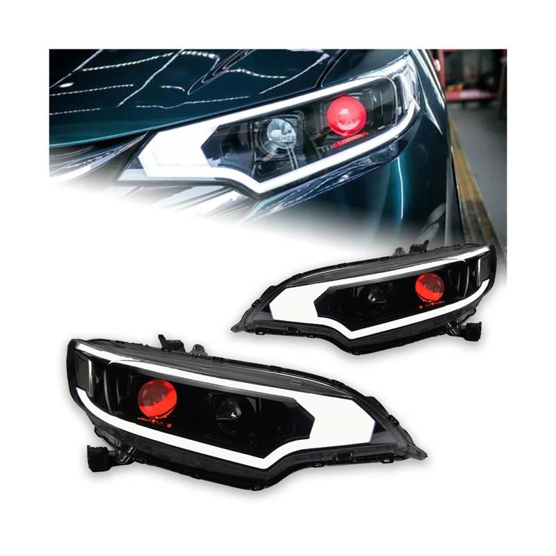 LLYUVXYJ Auto Styling Kopf Lampe Kompatibel for Jazz Fit LED Scheinwerfer 2014-2018 Blinker LED DRL Doppel Objektiv Hid bi Xenon Auto Zubehör(Left Hand Drive) von LLYUVXYJ