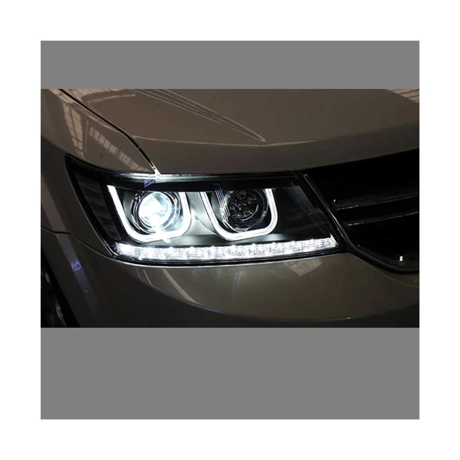 Auto-Styling-Kopflampe kompatibel for JCUV-Scheinwerfer 2008–2019 Journey LED-Scheinwerfer DRL Freemont Angel Eye Bi-Xenon-Strahl-Zubehör(LED a pair) von LLYUVXYJ