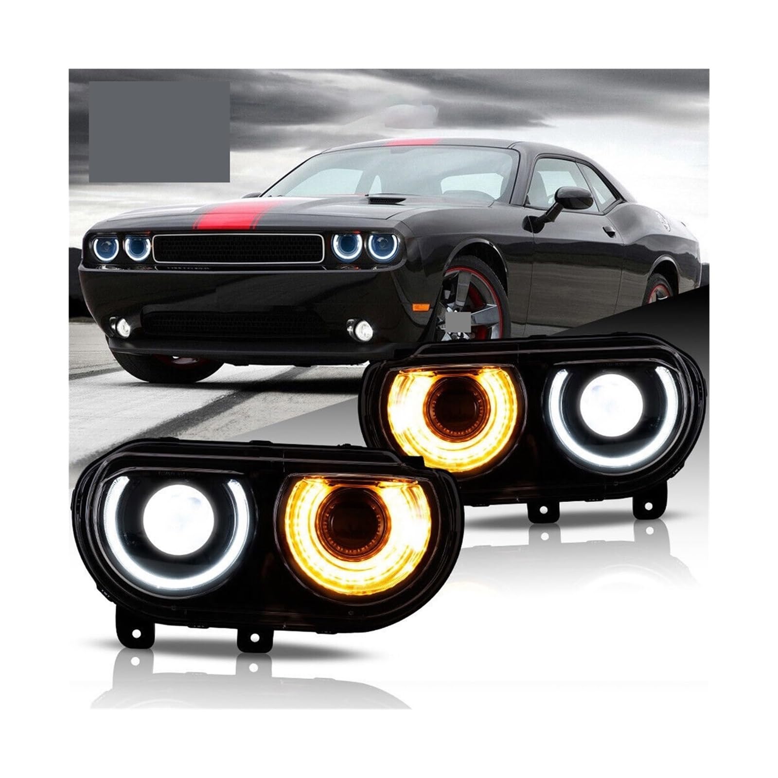 Auto Styling Paar Auto Scheinwerfer Montage Kompatibel for Dodge Challenger 2008-2014 LED Kopf Lampe Auto Tuning Licht teile Stecker Und Spielen von LLYUVXYJ