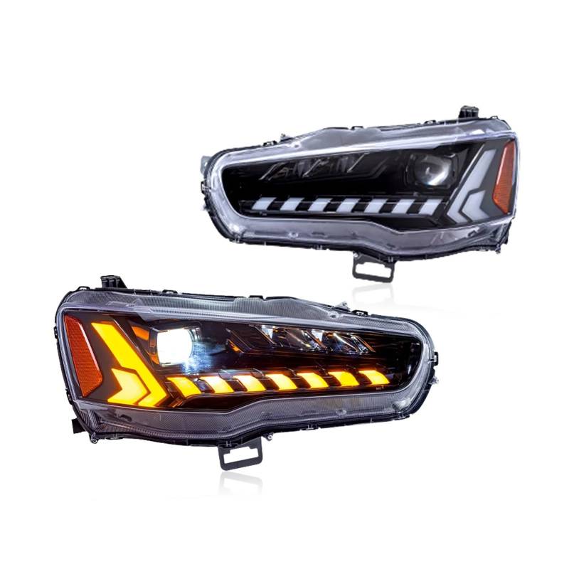 Autoscheinwerfer, kompatibel mit Mitsubishi Lancer ex evo CF/CJ 2008–2017, LED-Frontleuchte, Start-up-Animation, sequentielle Lampenbaugruppe(Clear RGB,6000K_RIGHT_36W) von LLYUVXYJ