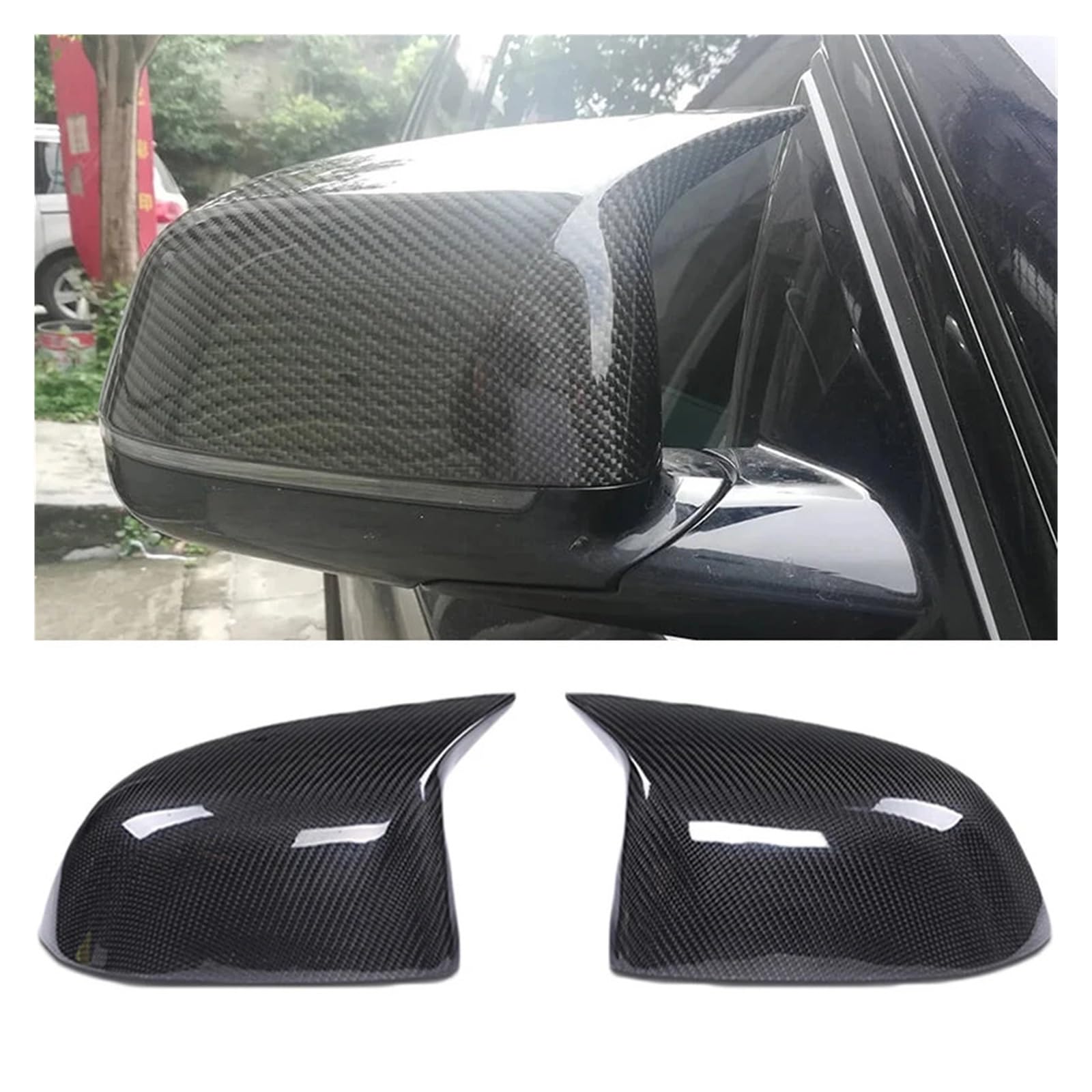 Carbonfaser-Schwarzglanz-Auto-Rückspiegelkappen-Abdeckungen Kompatibel for BMW X3 G01 X4 G02 X5 G05 X6 G06 X7 G07 2020 Spiegelabdeckungen ersetzen(Carbon fiber) von LLYUVXYJ