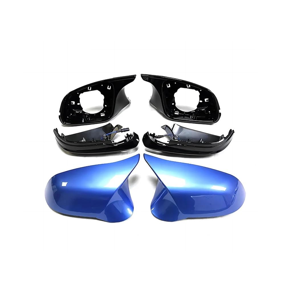 Ersatz-Abdeckungen for die Rückspiegel, kompatibel mit BMW F32 F33 F36 E84 F87 4er-Serie X1 M2 I3 F80, ABS-Stil, Esto Blue Shell, 6 Stück(With Turn Signal) von LLYUVXYJ