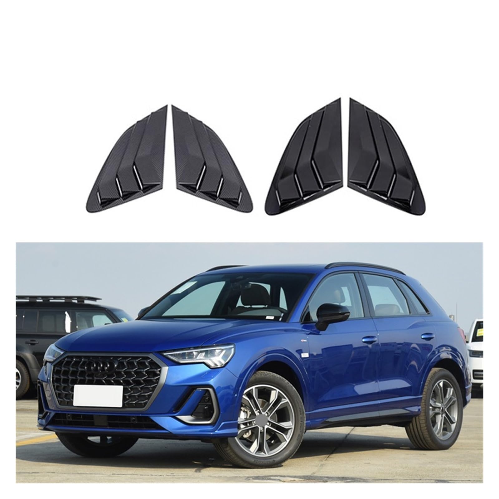 Kompatibel for AUDI Q3 Heckscheiben-Lamellenabdeckung, Zierleisten, Lüftungsschlitze, Sonnenschutz, Autozubehör 2011–2018, 2019–2022, 2023(For 2019-2024,Black Left) von LLYUVXYJ