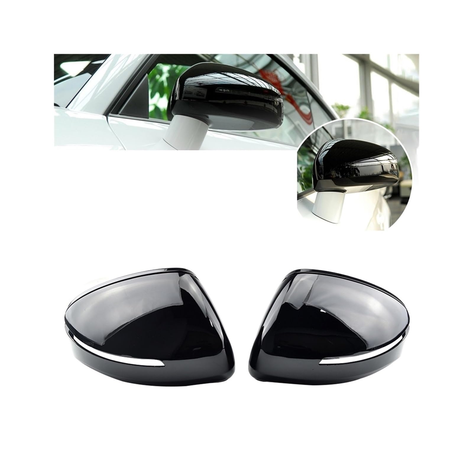 Kompatibel for Audi TT TTS 8J MK2 2007–2014, 2 Stück, Ersatz-Seitenrückspiegelkappe aus echtem Carbonfaser, Zubehör(Glossy Black) von LLYUVXYJ