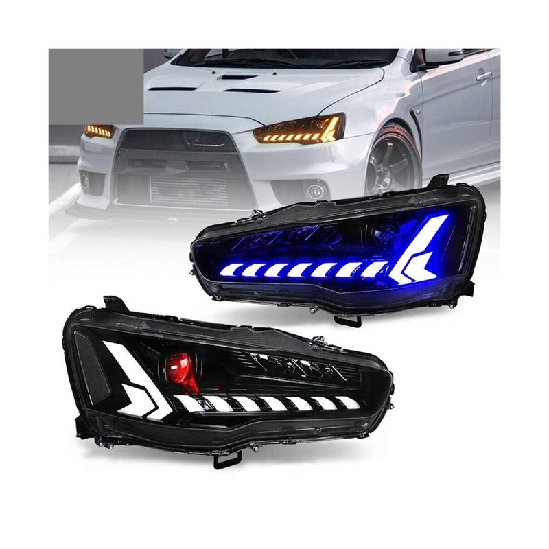 Paar Auto Styling Auto Scheinwerfer Montage for MITSUBISHI GRAND LANCER EVO-X 2008-2018 LED Kopf Lampe Auto Tuning licht Teile Stecker(Left-hand Driving) von LLYUVXYJ