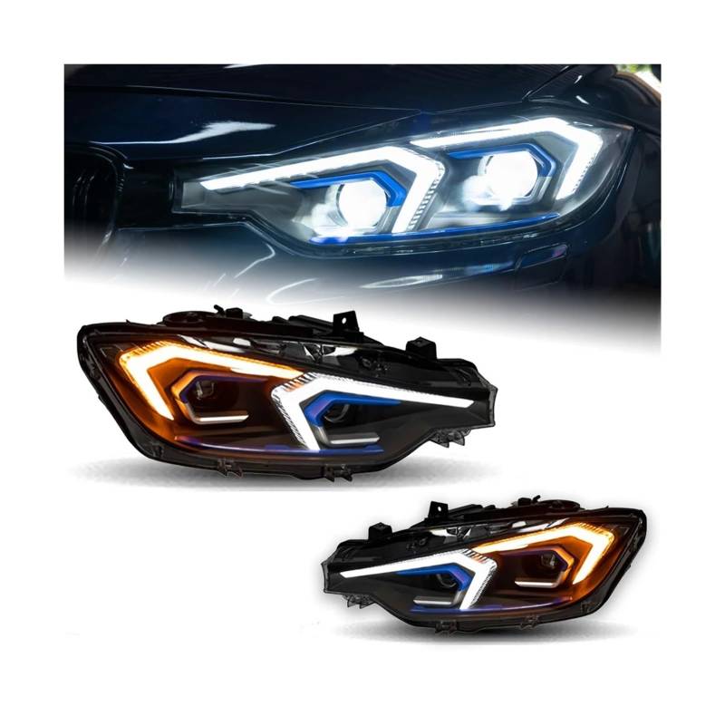 Scheinwerfer Kompatibel for BMW 3 Serie F30 F31 F35 LED 2013-2019 320i 318i Kopf Lampe Auto Styling DRL Signal Projektor Objektiv Auto Zubehör(Halogen,Left Hand Drive) von LLYUVXYJ