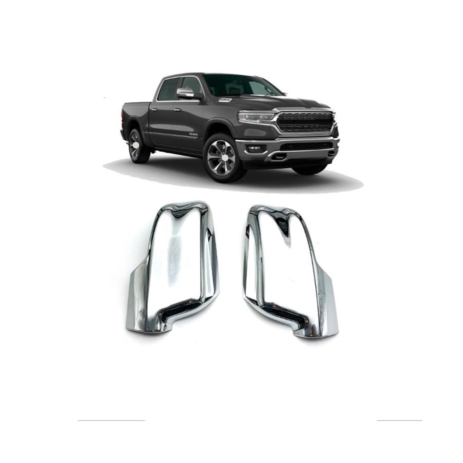 Spiegelabdeckung Kompatibel for Dodge Ram 1500 2019-2024 Modifizierte Chrom-Außenrückspiegelkappe for Die Türseite Der Rückspiegelumkehrschale von LLYUVXYJ