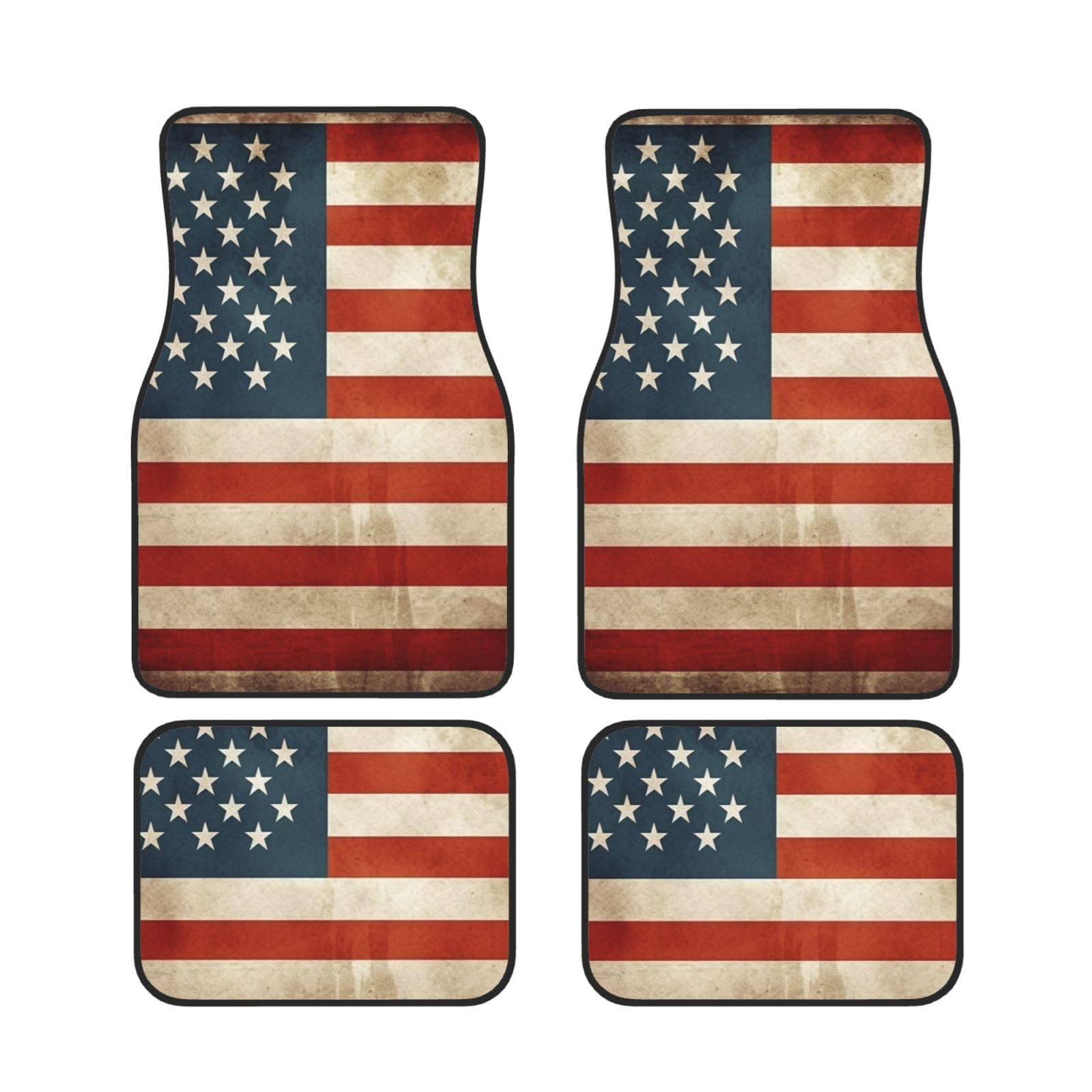 Vintage USA Flagge Auto Fußmatten Set Von 4 Universal Fit Fußmatten Für Autos Vorne Hinten Auto Fußmatten Langlebig Allwettermatten Für LKW Van SUV von LLaviD