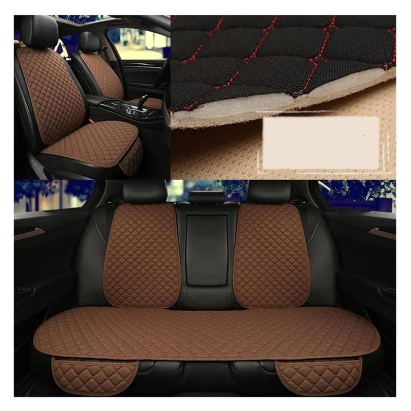 LMHGMUBVR Auto-Schonbezug Autositzbezüge Universal Autositzbezug Schutz Rückenlehne Vorne Hinten Sitzlehne Taille Waschbar Kissen Pad Matte Auto(Coffee-7pcs) von LMHGMUBVR