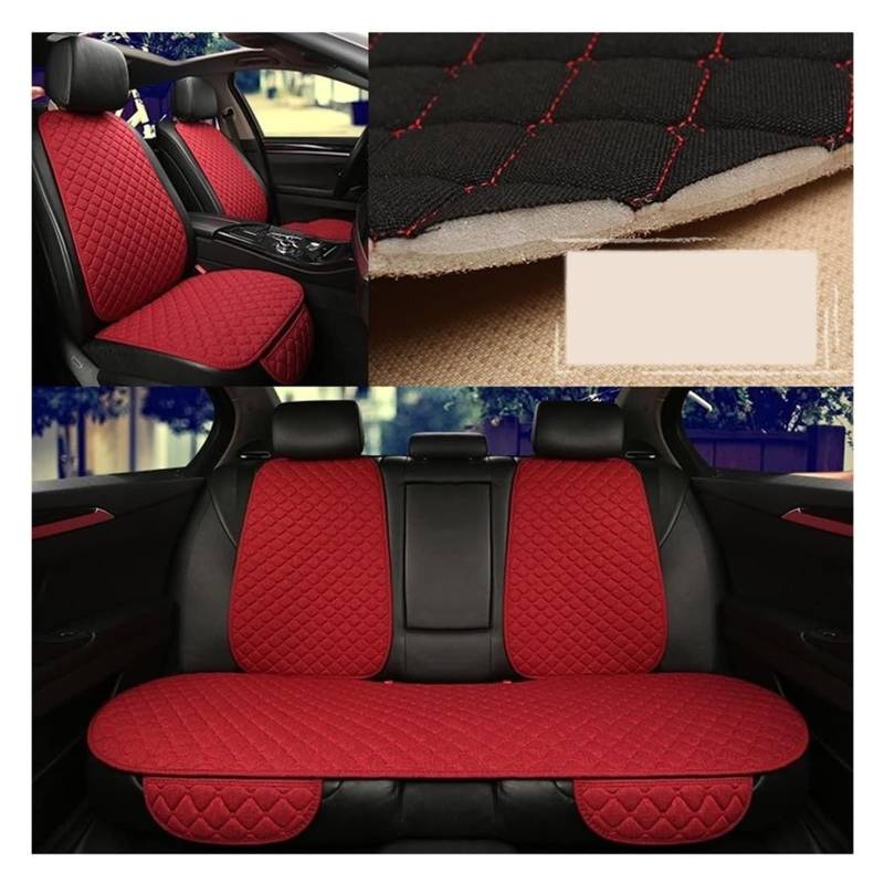 LMHGMUBVR Auto-Schonbezug Autositzbezüge Universal Autositzbezug Schutz Rückenlehne Vorne Hinten Sitzlehne Taille Waschbar Kissen Pad Matte Auto(Red-7pcs) von LMHGMUBVR