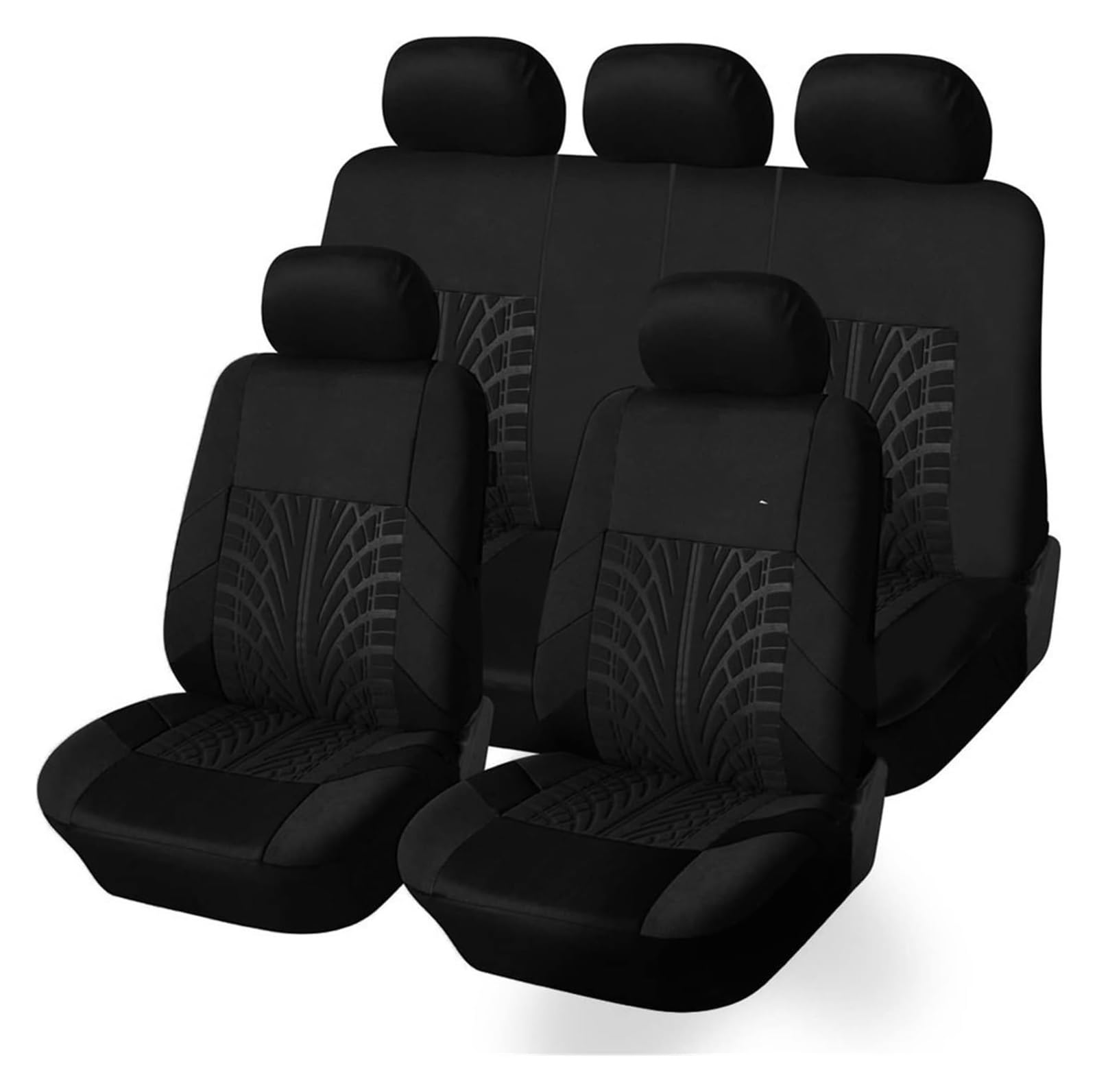 LMHGMUBVR Auto-Schonbezug Autositzkissen-Protektoren Autositzschutz Autositzbezüge-Set Universelle Autobezüge Mit Reifenspur-Detail-Styling(Black Full Set) von LMHGMUBVR