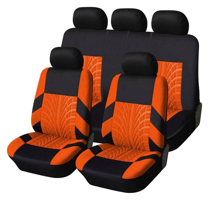 LMHGMUBVR Auto-Schonbezug Autositzkissen-Protektoren Autositzschutz Autositzbezüge-Set Universelle Autobezüge Mit Reifenspur-Detail-Styling(Orange Full Set) von LMHGMUBVR