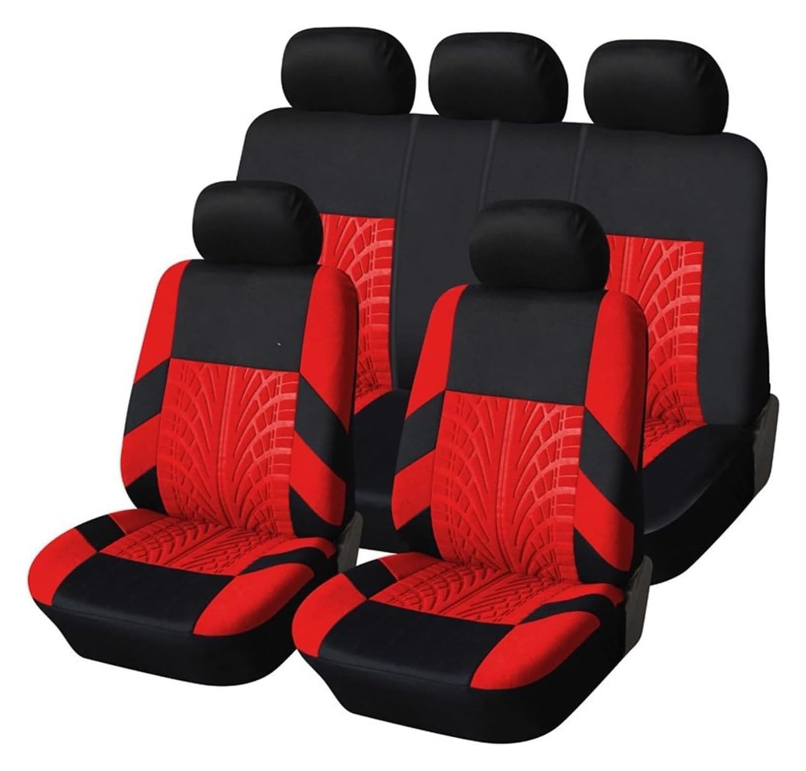 LMHGMUBVR Auto-Schonbezug Autositzkissen-Protektoren Autositzschutz Autositzbezüge-Set Universelle Autobezüge Mit Reifenspur-Detail-Styling(Red Full Set) von LMHGMUBVR