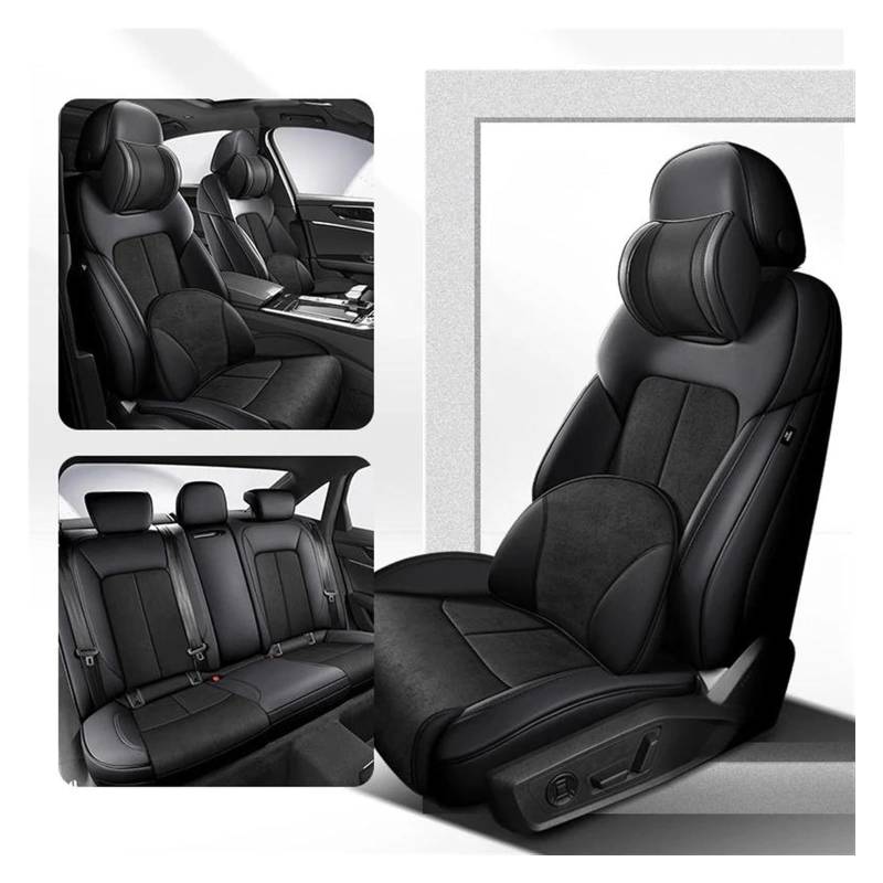 LMHGMUBVR Auto-Schonbezug Für CRV Für Stadt Für Civic 360 ° Surround Passt Wildleder + Leder Auto Innen Fahrzeuge Auto Sitzbezüge Custom(Black A) von LMHGMUBVR