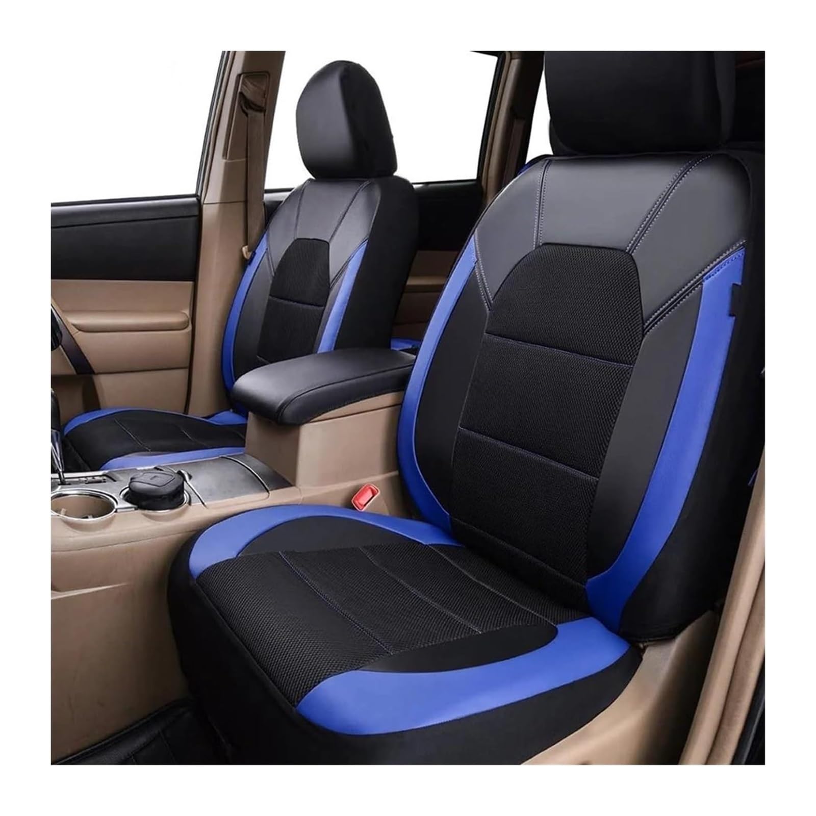 LMHGMUBVR Auto-Schonbezug Für Civic Für Fit Für CRV XRV Für A&ccord Für Odyssey Für Jazz Für City Atmungsaktive Stoff Auto Sitzbezüge Auto Sitz Abdeckung(2 Black Blue Front) von LMHGMUBVR