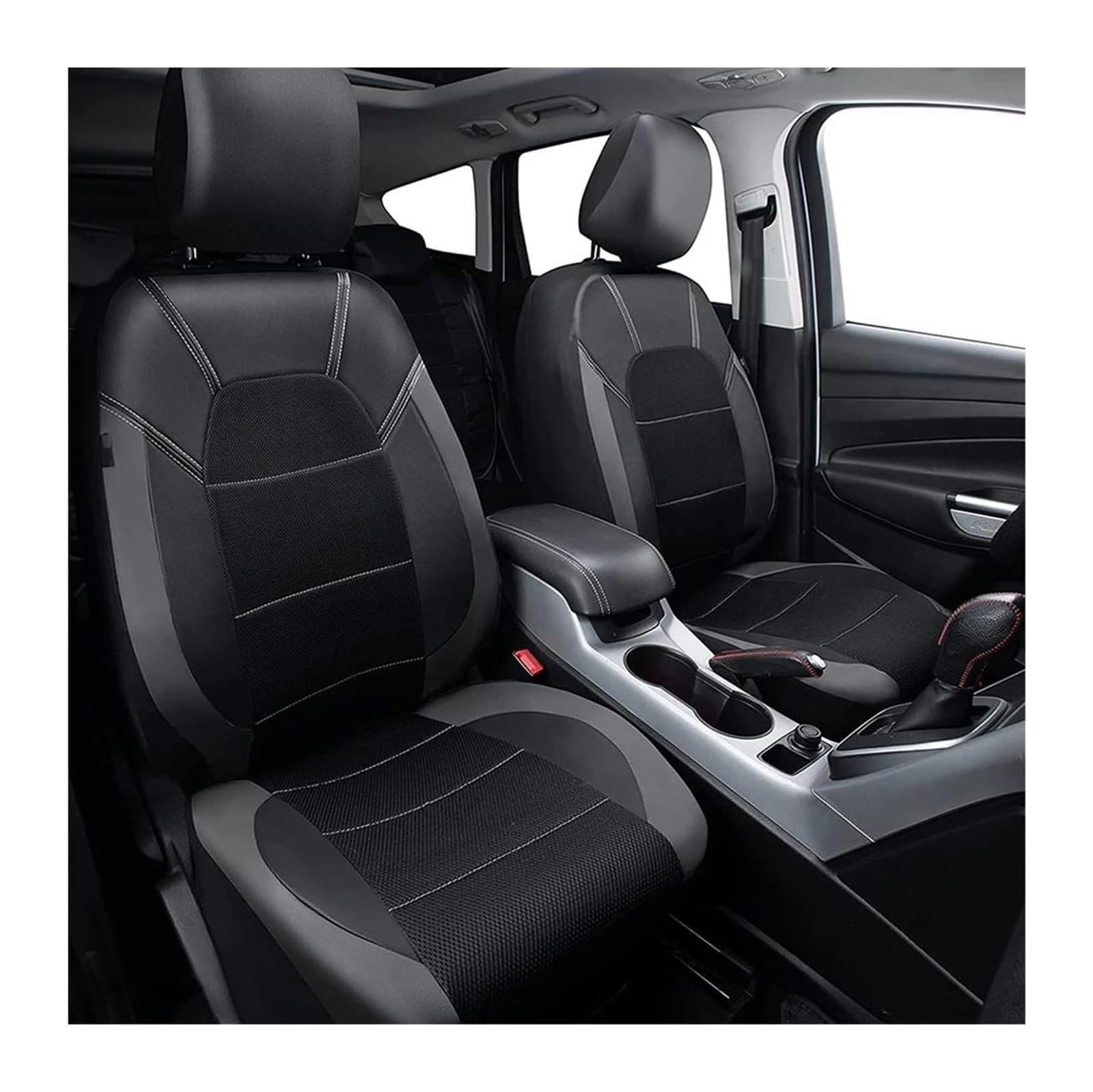 LMHGMUBVR Auto-Schonbezug Für Civic Für Fit Für CRV XRV Für A&ccord Für Odyssey Für Jazz Für City Atmungsaktive Stoff Auto Sitzbezüge Auto Sitz Abdeckung(2 Black Grey Front) von LMHGMUBVR