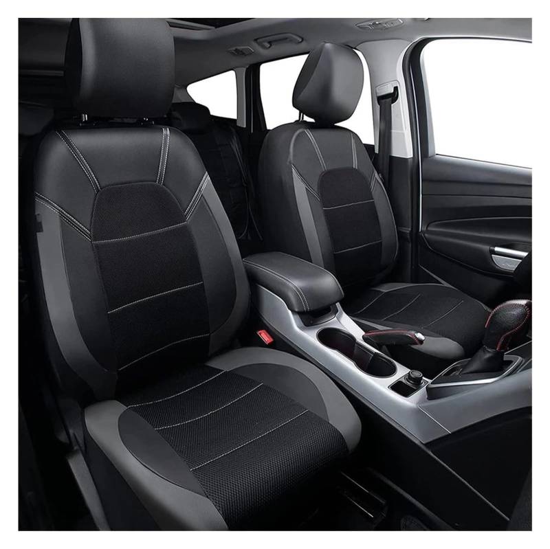 LMHGMUBVR Auto-Schonbezug Für Civic Für Fit Für CRV XRV Für A&ccord Für Odyssey Für Jazz Für City Leder Atmungsaktive Stoff Auto Sitzbezug Auto Sitzbezüge(2 Black Grey Front) von LMHGMUBVR