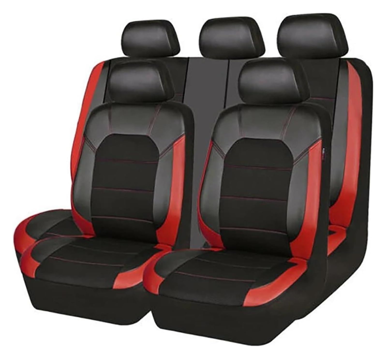 LMHGMUBVR Auto-Schonbezug Für Civic Für Fit Für CRV XRV Für A&ccord Für Odyssey Für Jazz Für City Leder Atmungsaktive Stoff Auto Sitzbezug Auto Sitzbezüge(5 Seats Black Red) von LMHGMUBVR