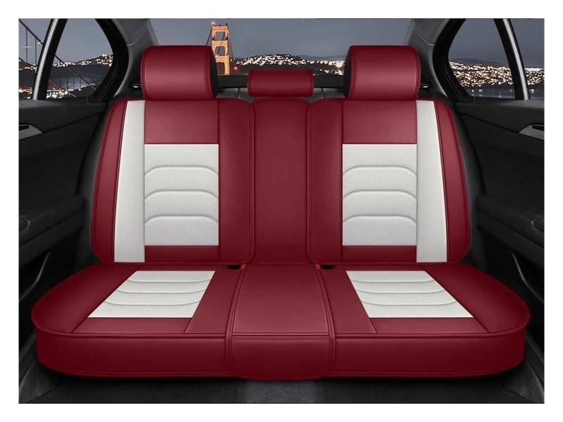 LMHGMUBVR Auto-Schonbezug Für Hummer Für H2 H3 Auto Sitz Abdeckung Leder Auto Styling Auto Zubehör Auto Sitzbezüge Auto Sitz Protektoren(White Red) von LMHGMUBVR