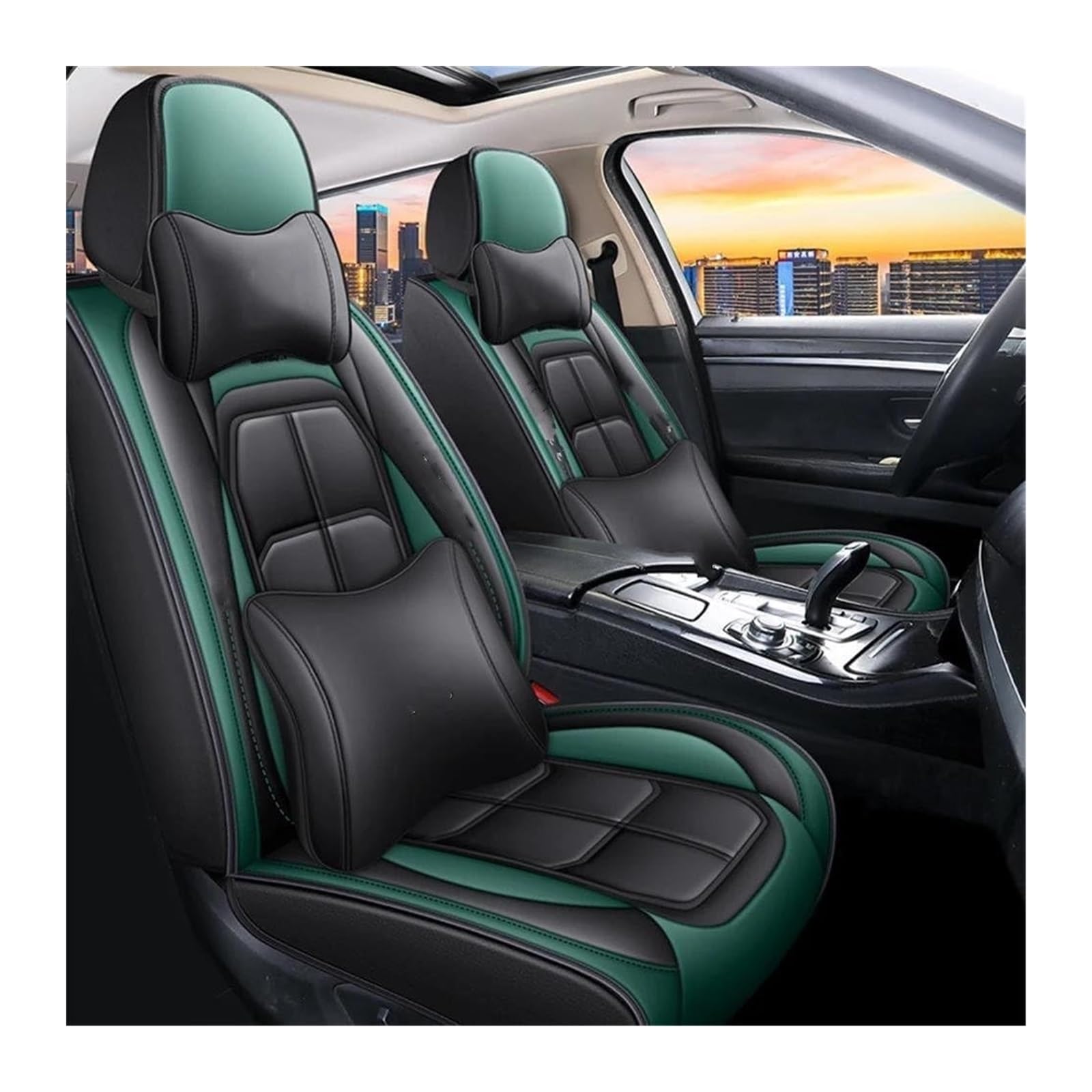 LMHGMUBVR Auto-Schonbezug Für Hyundai Für Venue Für Terracan Für Ioniq Für Accent Universal Auto Sitz Abdeckung Auto Sitzbezüge Zubehör Innen(Green Pillow) von LMHGMUBVR