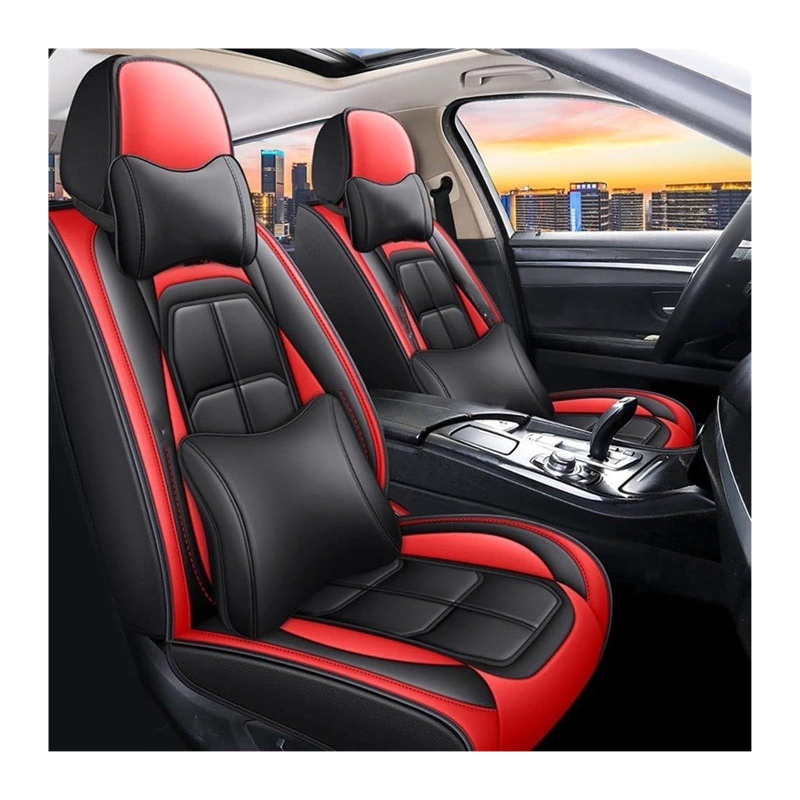 LMHGMUBVR Auto-Schonbezug Für Hyundai Für Venue Für Terracan Für Ioniq Für Accent Universal Auto Sitz Abdeckung Auto Sitzbezüge Zubehör Innen(Red Pillow) von LMHGMUBVR