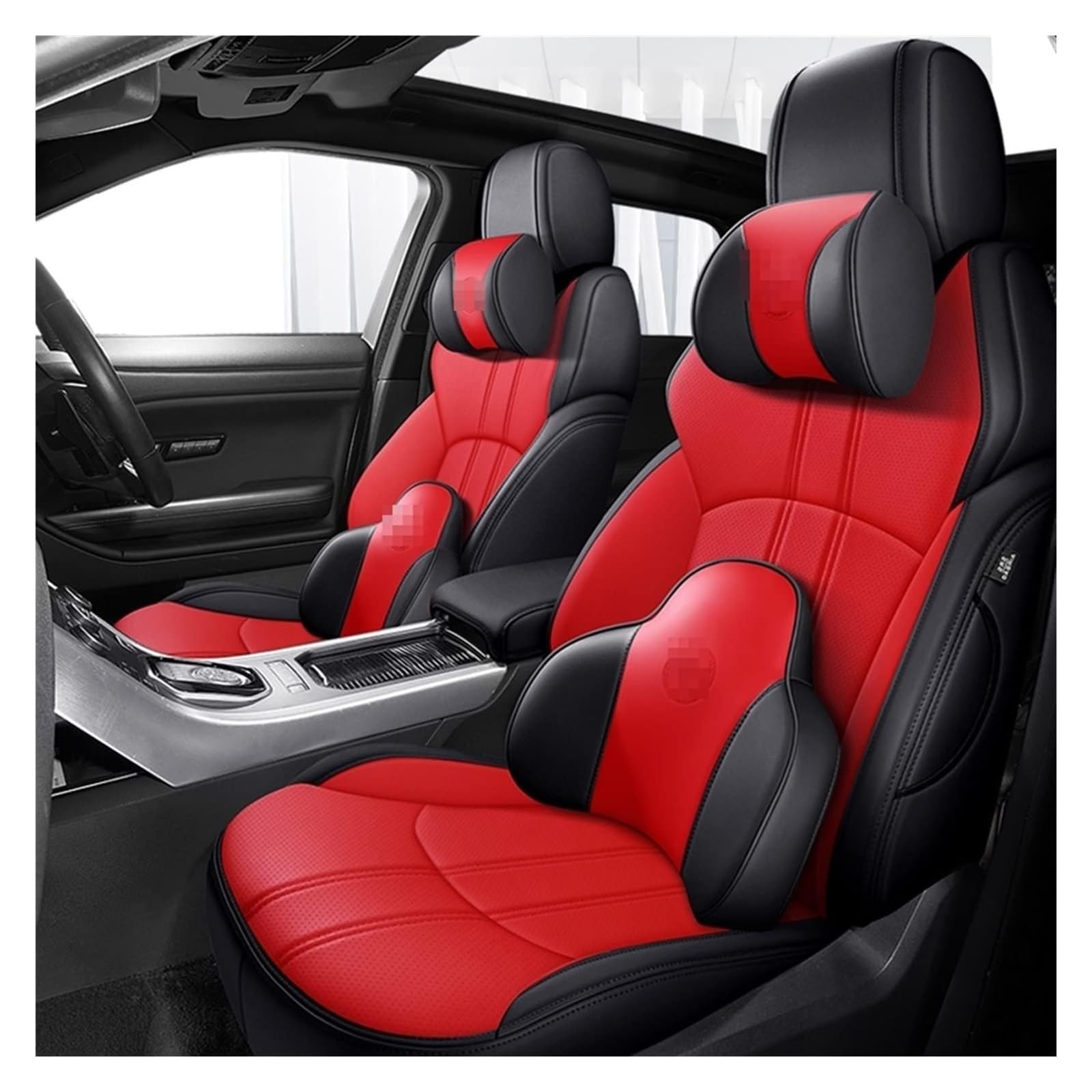 LMHGMUBVR Auto-Schonbezug Für Model 3 2019 2020 2021 5 Sitze Custom Auto Sitzbezüge Set Auto Sitz Set Sitzkissen Abdeckung Schutz(Black Red,Deluxe Edition) von LMHGMUBVR