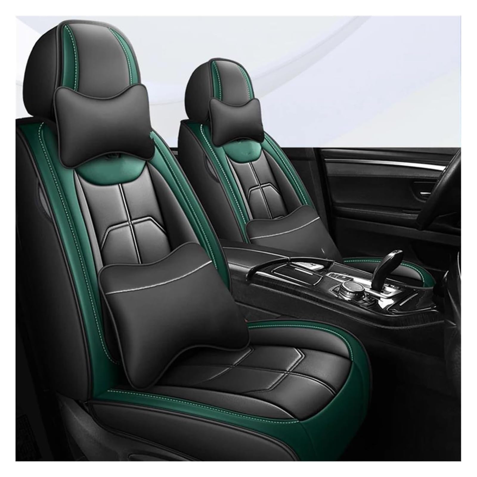 LMHGMUBVR Auto-Schonbezug Für Octavia Für Kodiaq Für Superb Für Waggon -Autositzschutzschützer Autositzabdeckung Autositz Deckung Universal Für Alle Automodelle(Luxury Black Green) von LMHGMUBVR