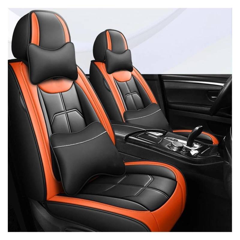 LMHGMUBVR Auto-Schonbezug Für Octavia Für Kodiaq Für Superb Für Waggon -Autositzschutzschützer Autositzabdeckung Autositz Deckung Universal Für Alle Automodelle(Luxury Black Orange) von LMHGMUBVR