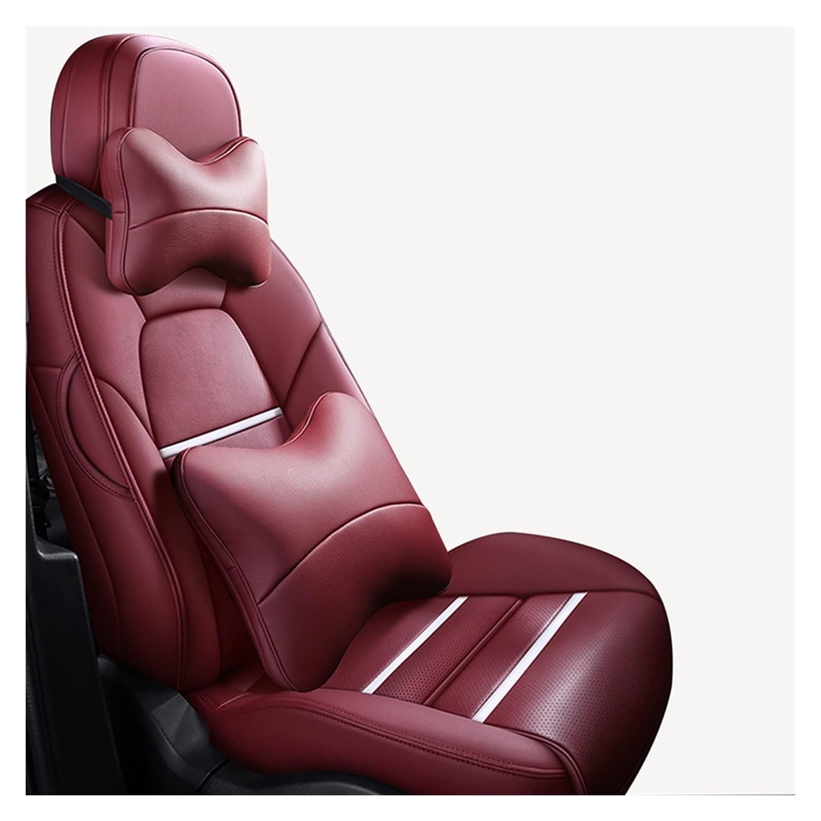 LMHGMUBVR Auto-Schonbezug Für Sitz Für Leon Mk2 Für Altea XL Für Ibiza Für Ateca Für Arona Autositz Set Sitzkissen Abdeckung Schutz Auto Benutzerdefinierte Sitzbezüge(Wine Red,Deluxe Edition) von LMHGMUBVR