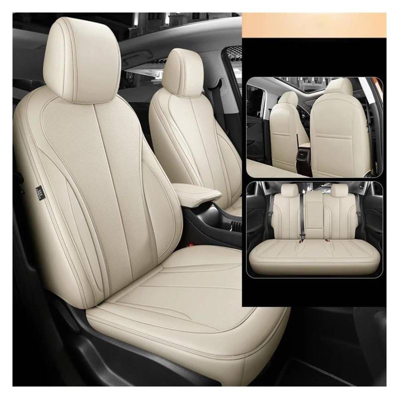 LMHGMUBVR Auto-Schonbezug Für Subaru Für Outback Für Legacy Für Forester Leder Luxus Auto Innen Auto Sitzbezüge Custom(Beige) von LMHGMUBVR