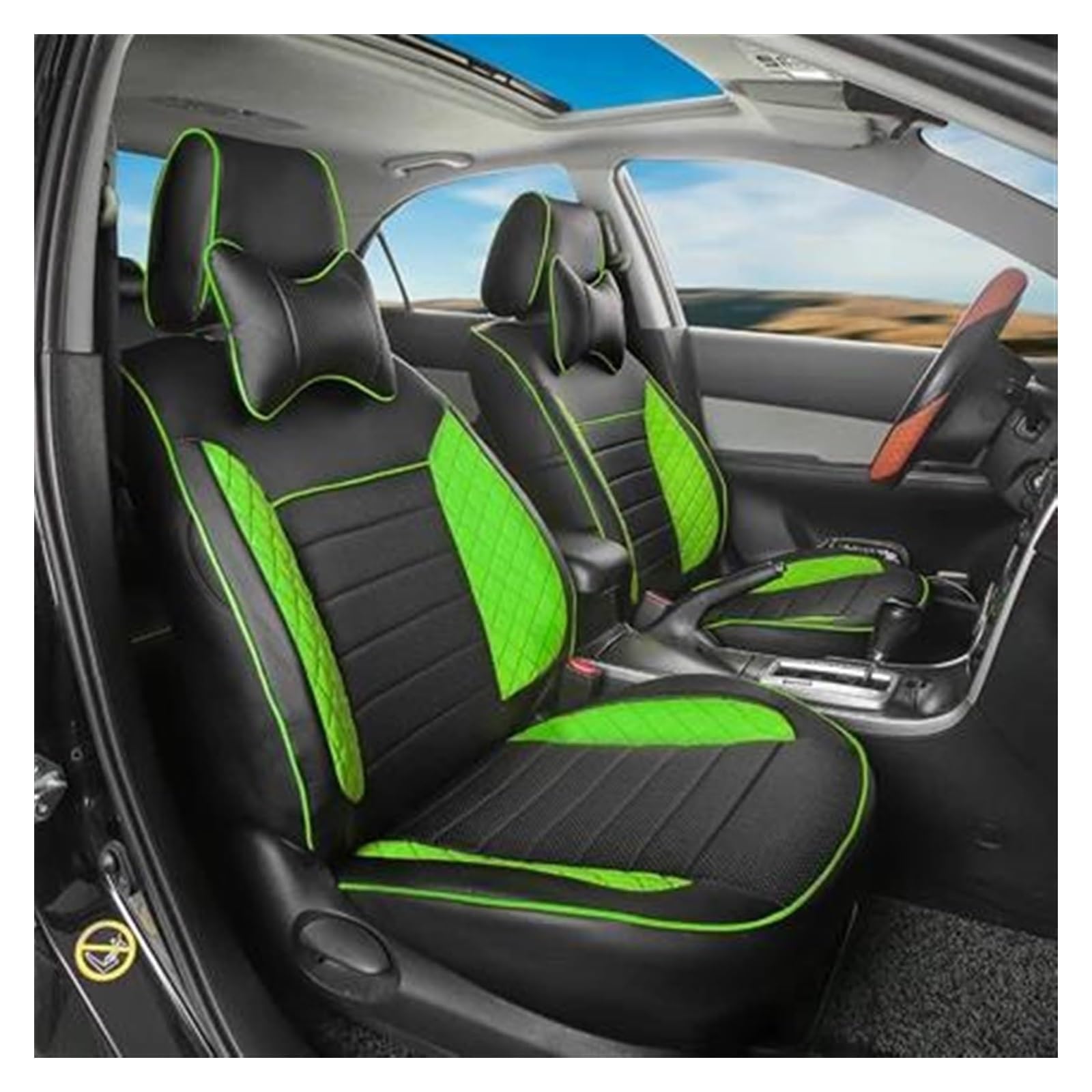 LMHGMUBVR Auto-Schonbezug Für T&oyota 86 Auto Sitz Abdeckung Set PU Leder Autos Sitze Unterstützung Innen Custom Auto Sitzbezüge Autos Sitzbezüge(Green 1) von LMHGMUBVR