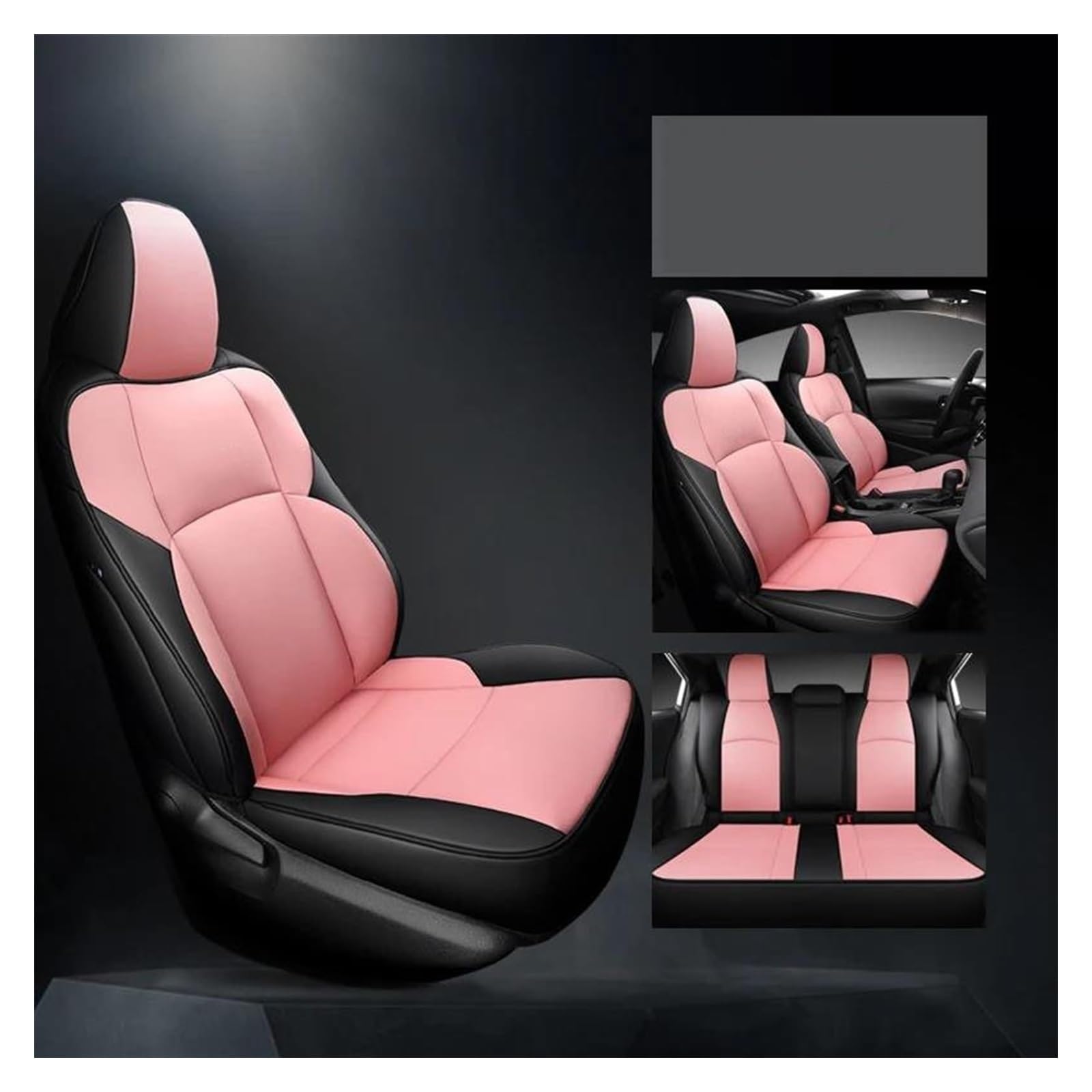 LMHGMUBVR Auto-Schonbezug Für T&oyota Für Corolla Für Levin Limousine 2019-2024 Auto Sitzbezüge Für Auto Sitzbezüge Angepasst Vollen Satz Auto Sitzbezüge(Pink black-01) von LMHGMUBVR