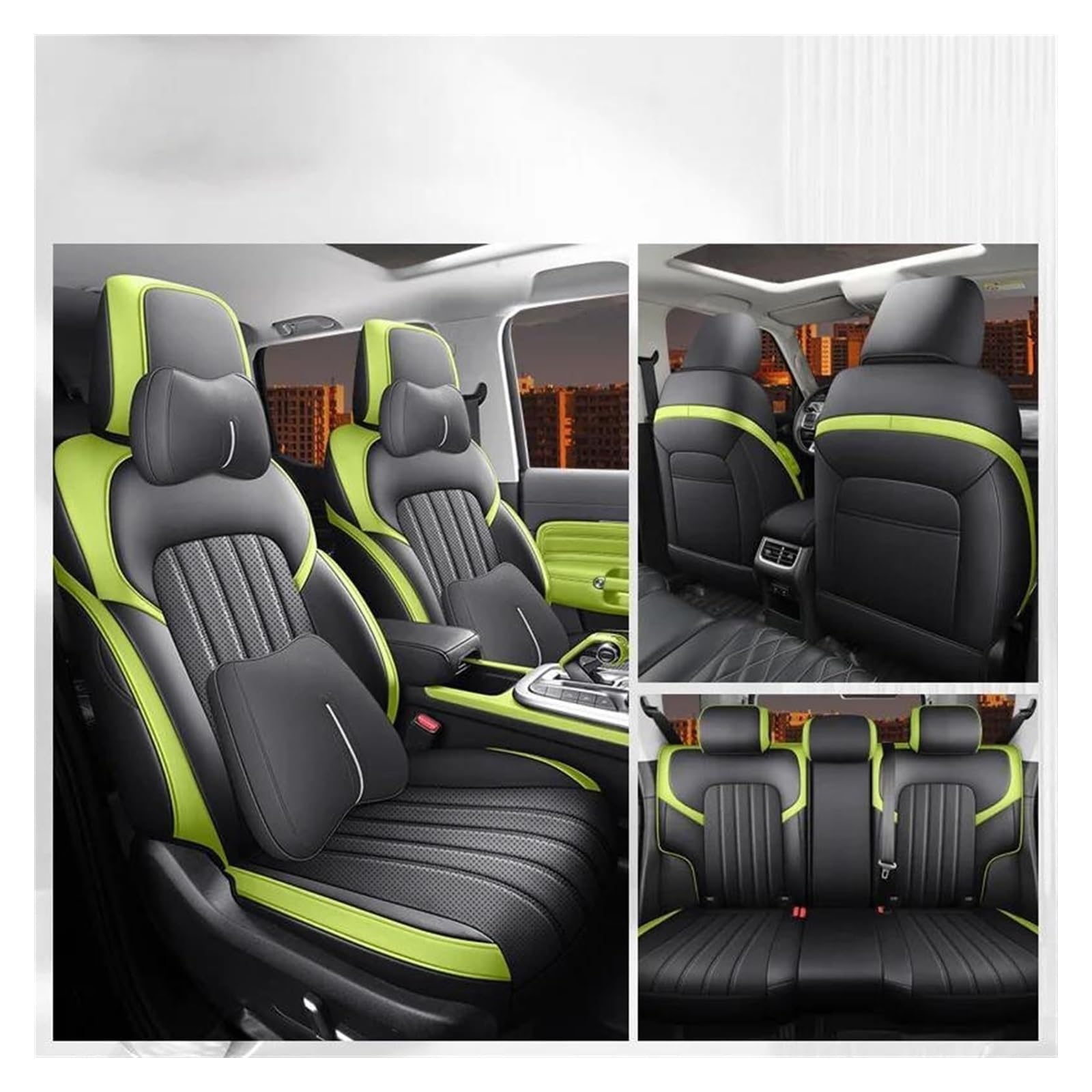 LMHGMUBVR Auto-Schonbezug Für Tank 300 2021-2024 Auto Interior Styling Schutz Zubehör Autositzbezüge Benutzerdefinierte Autositzbezüge Komplettset Leder(Green A) von LMHGMUBVR