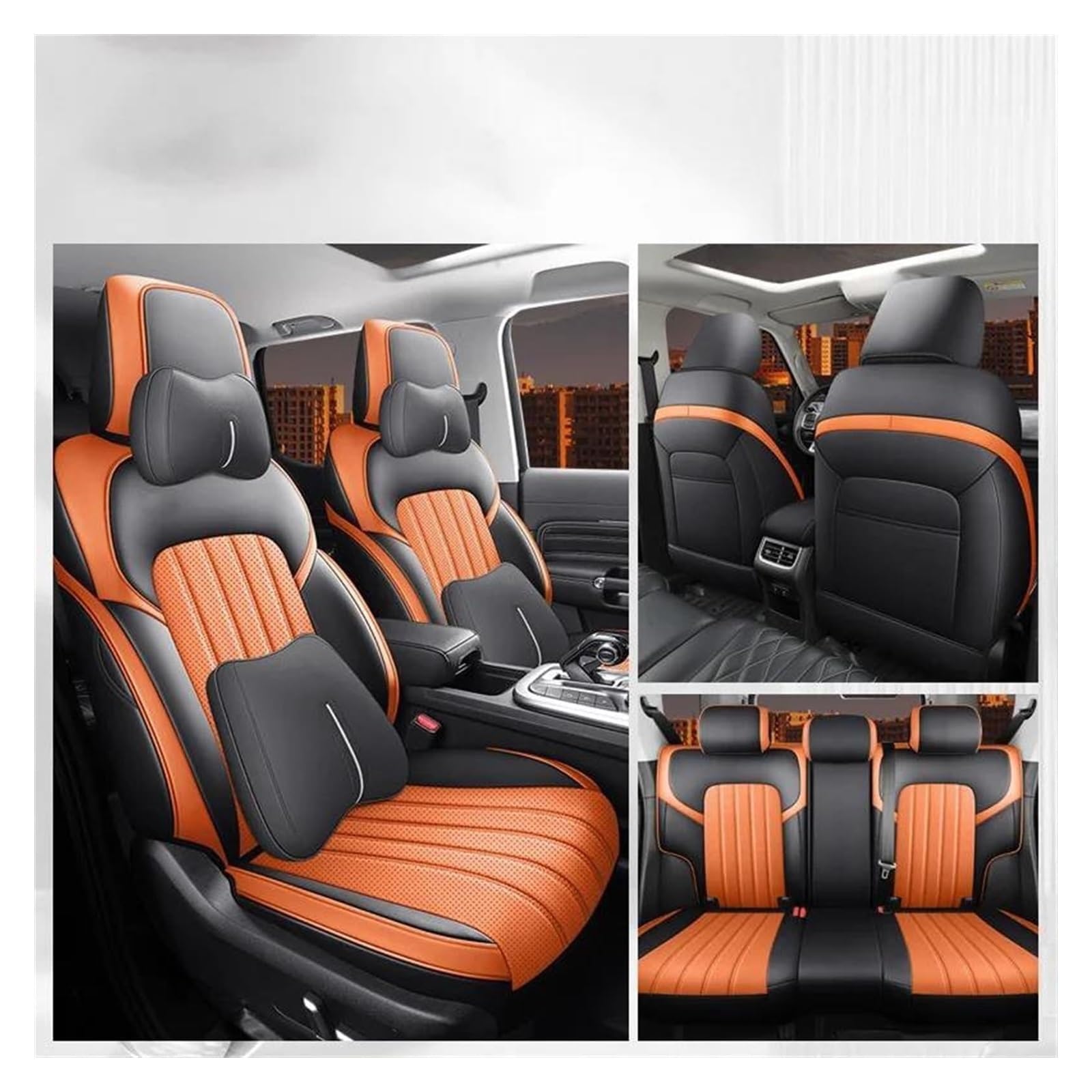 LMHGMUBVR Auto-Schonbezug Für Tank 300 2021-2024 Auto Interior Styling Schutz Zubehör Autositzbezüge Benutzerdefinierte Autositzbezüge Komplettset Leder(Orange A) von LMHGMUBVR