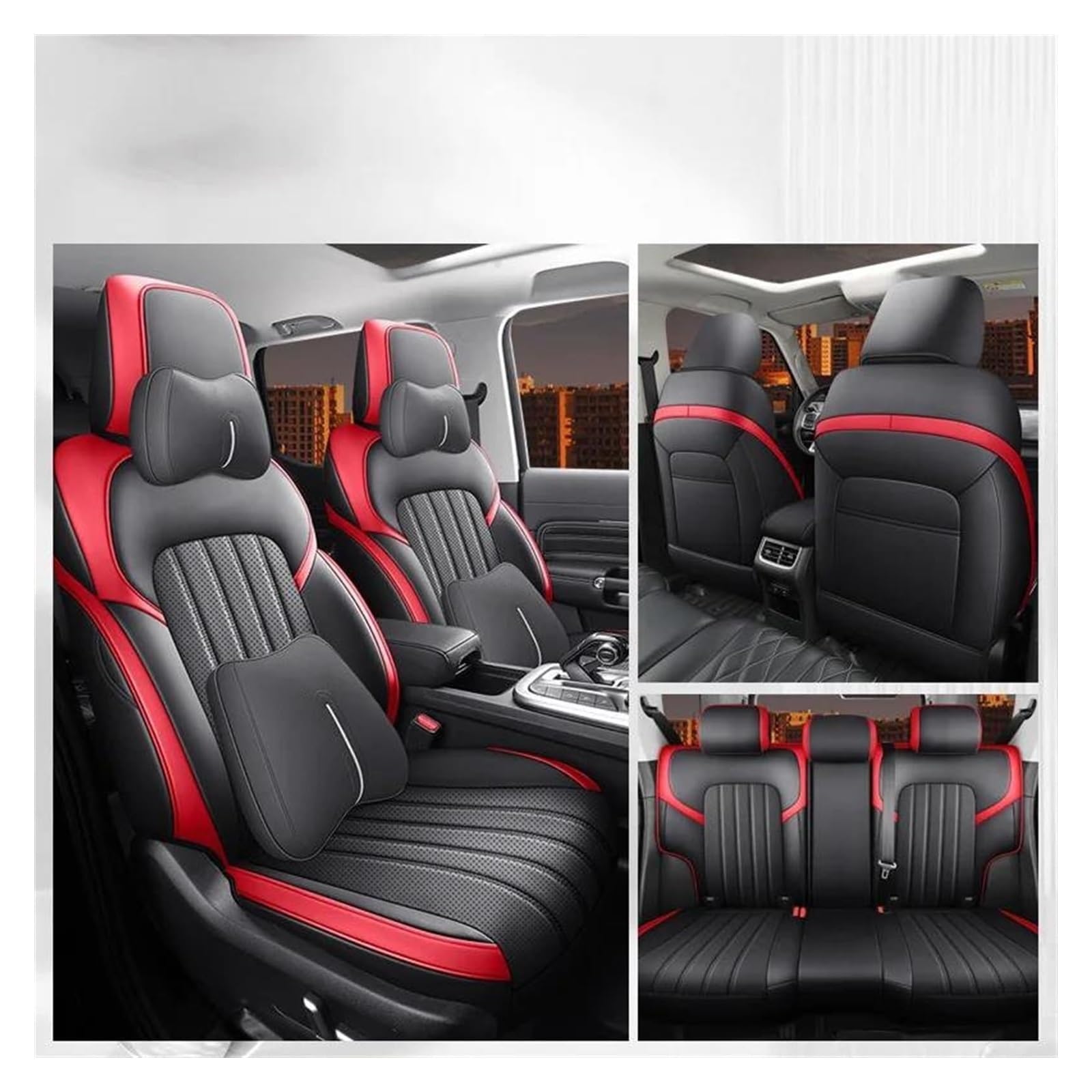 LMHGMUBVR Auto-Schonbezug Für Tank 300 2021-2024 Auto Interior Styling Schutz Zubehör Autositzbezüge Benutzerdefinierte Autositzbezüge Komplettset Leder(Red A) von LMHGMUBVR