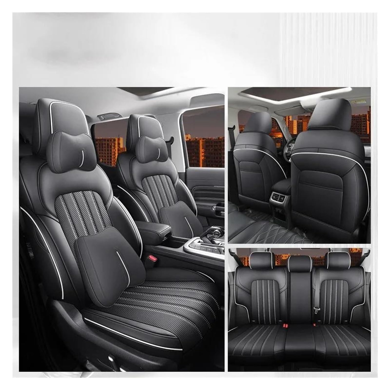 LMHGMUBVR Auto-Schonbezug Für Tank 300 2021-2024 Auto Interior Styling Schutz Zubehör Autositzbezüge Benutzerdefinierte Autositzbezüge Komplettset Leder(White A) von LMHGMUBVR