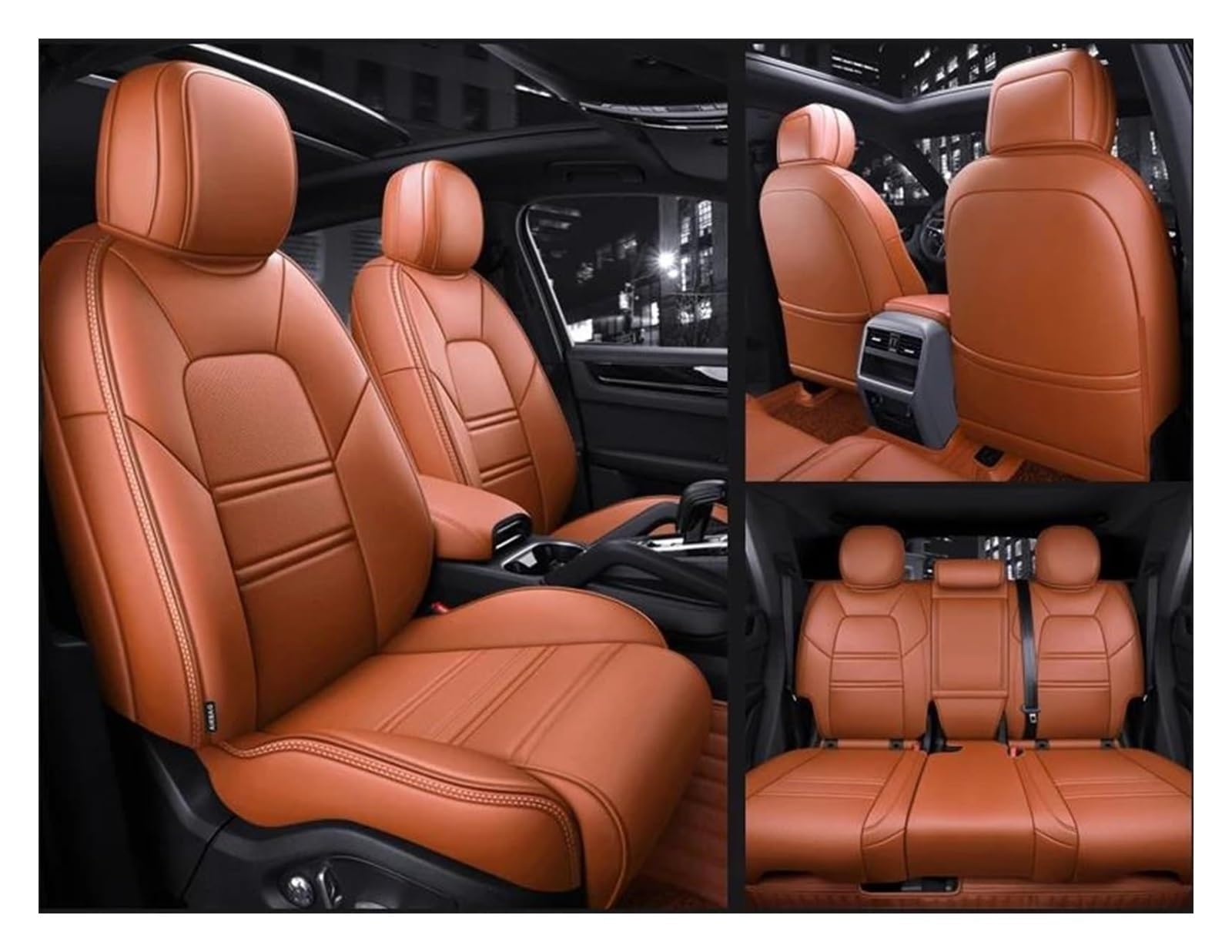 LMHGMUBVR Auto-Schonbezug Für Tiggo 7 8 Pro Für Arrizo 5 Mann Luxus Frau Custom Leder Innen Auto Zubehör Sitzbezüge Für Auto Sitzbezüge(Orange) von LMHGMUBVR