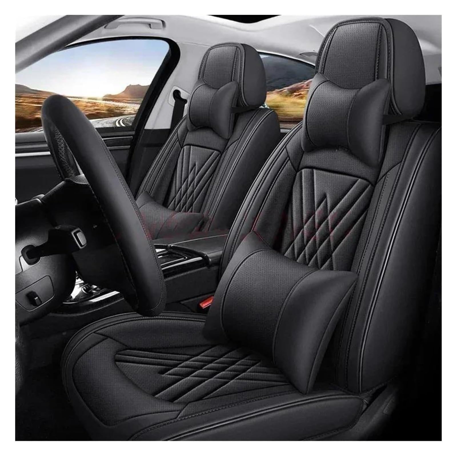 LMHGMUBVR Auto-Schonbezug Für Vectra B Innenzubehör Sitzschoner Autositzbezug Universal Style 3D Autositzbezüge(Luxury Black) von LMHGMUBVR