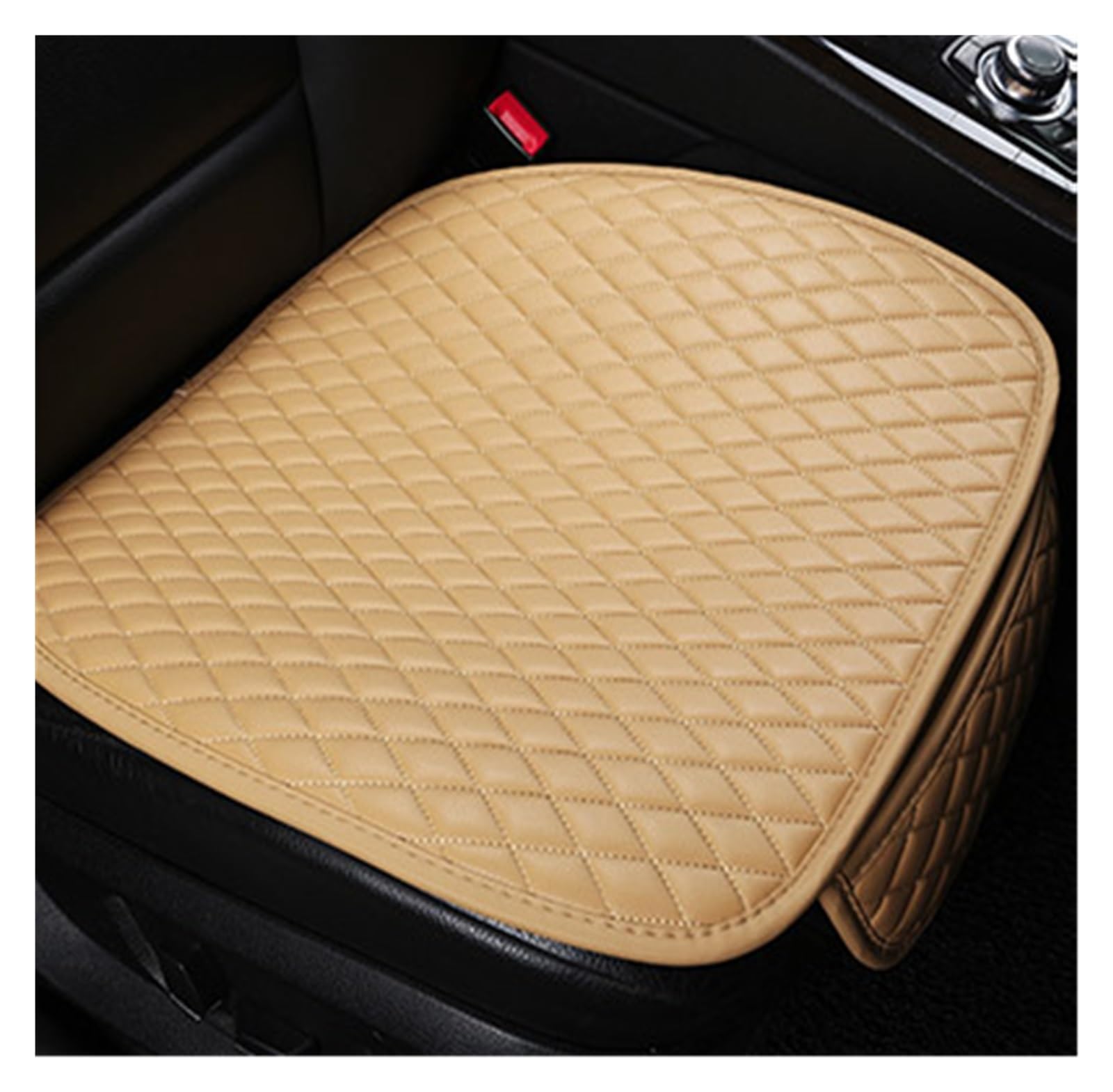 LMHGMUBVR Auto Sitzbezügesets Autositzbezüge, Pu-Leder, Autositzkissen, bleiben am Fahrzeug, rutschfest, leicht zu reinigen, Kfz-Pads.(Beige,1xFront Seat Covers) von LMHGMUBVR